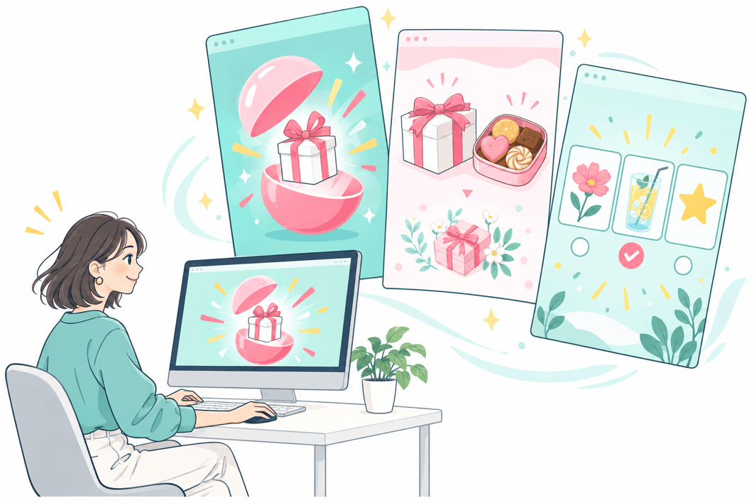 ガチャや診断の画面を制作するチームのイメージ