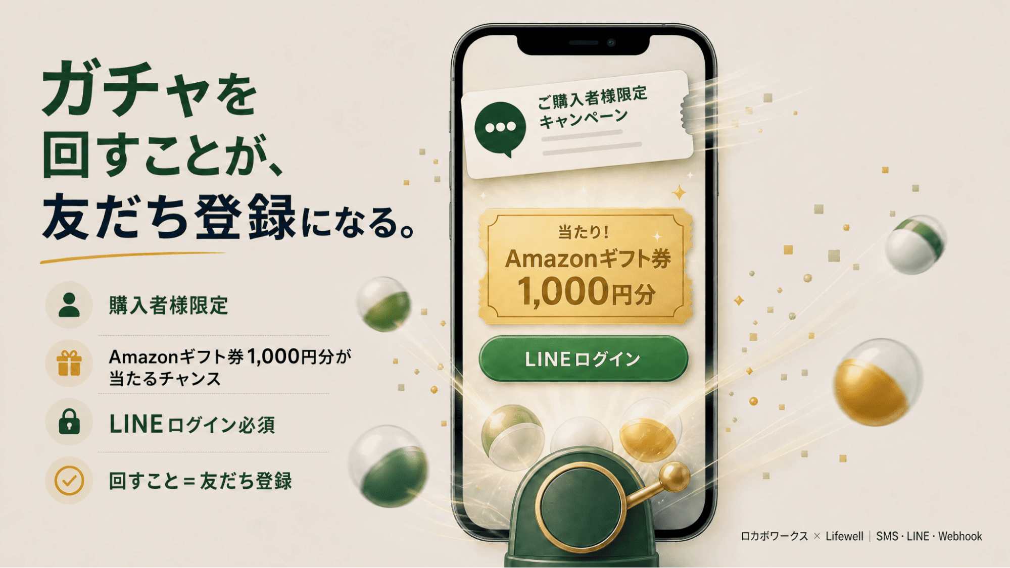 ガチャを回すことが、友だち登録になる。